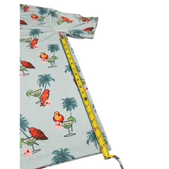 Waggle Golf Polo Men's L Blue Margarita Birds All-Over Print Shirt - Picture 11 of 12